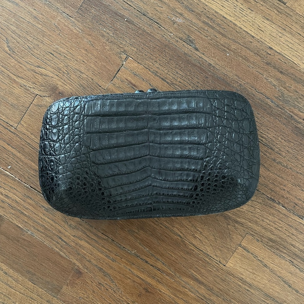 Nancy Gonzalez Black Crocodile Embossed Clutch